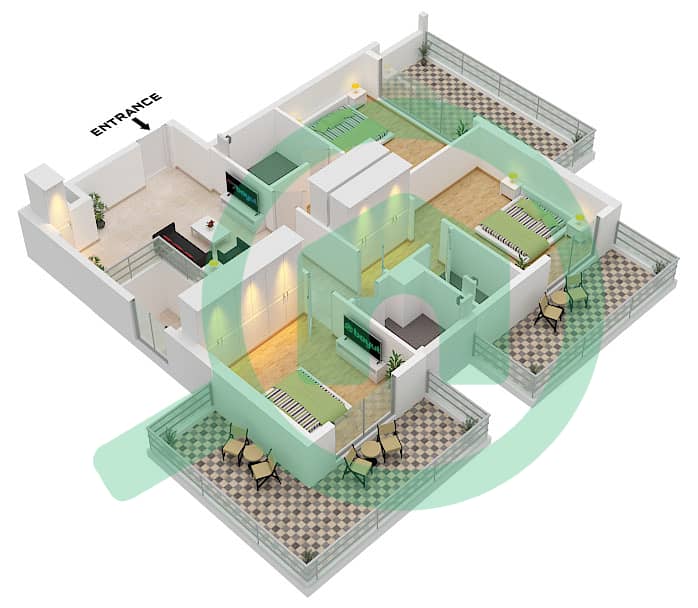 Equiti Home B - Planimetria del piano di 4 Camere Appartamento Tipo/unità A4 / UNIT 8 FLOOR 9,10 interactive3D