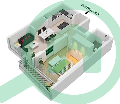 The Pier Residence - 1 Bedroom Apartment Type/unit B1 / UNIT 11 FLOOR 6,8,10 Floor plan Floor 6,8,10,12,14,16,18 interactive3D