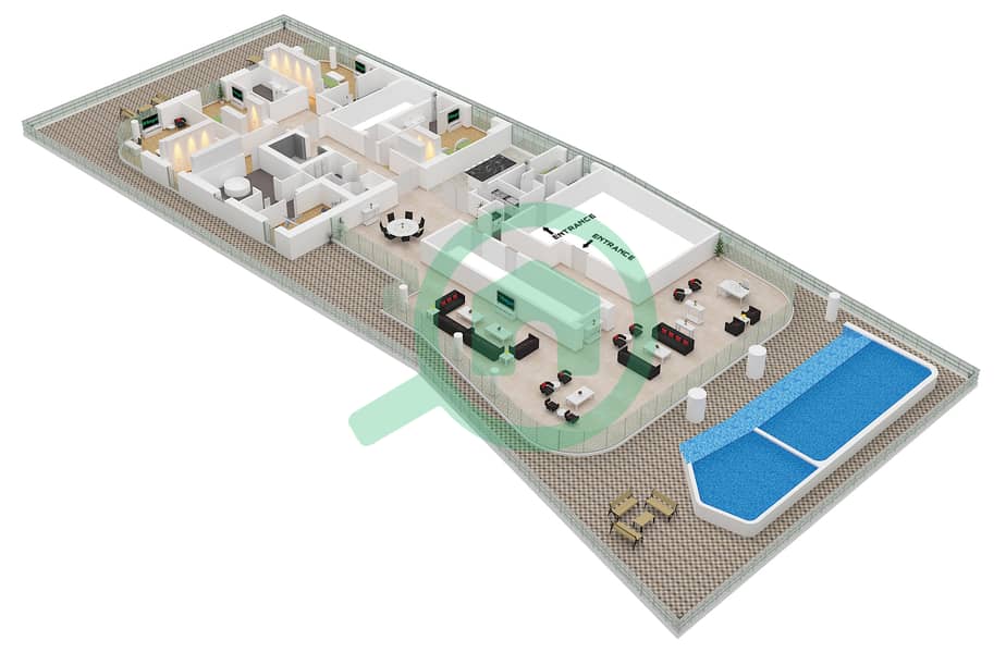 Bulgari Residence 3 - 4 Bedroom Apartment Type/unit B / UNIT 3 FLOOR 7 Floor plan interactive3D