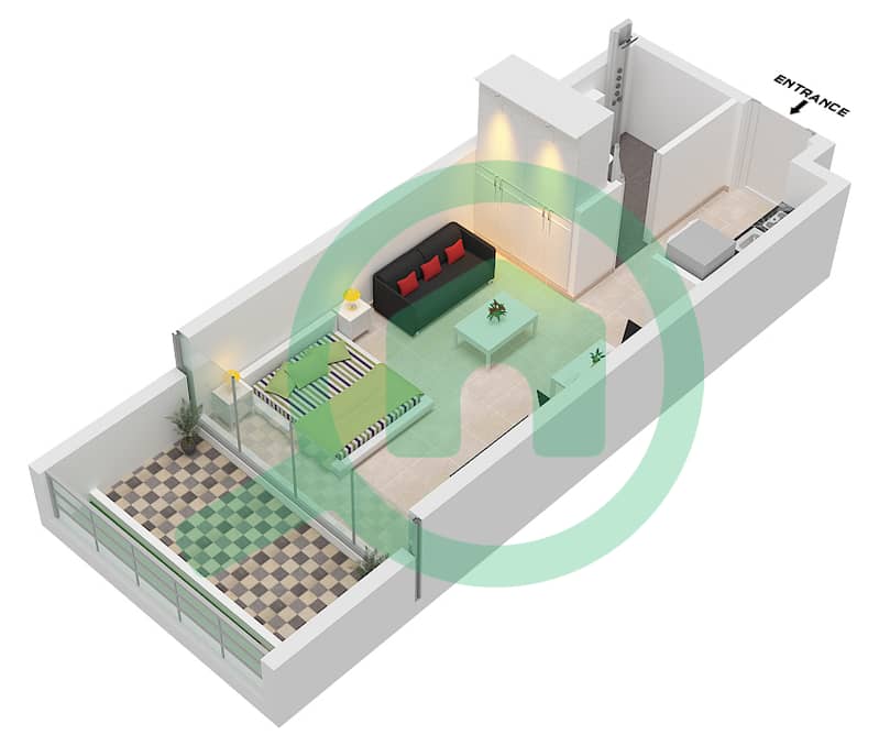 10 Oxford - Studio Apartment Unit 11,13 FLOOR GROUND Floor plan interactive3D