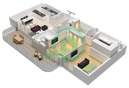 Bay Grove Residences Building 2 - Plano de planta de 2 habitaciones Apartamento Tipo/unidad C / UNIT 4,5 FLOOR 2-13 Bay Grove Residences Building 2 - Plano de planta de 2 habitaciones Apartamento Tipo/unidad C / UNIT 4,5 FLOOR 2-13