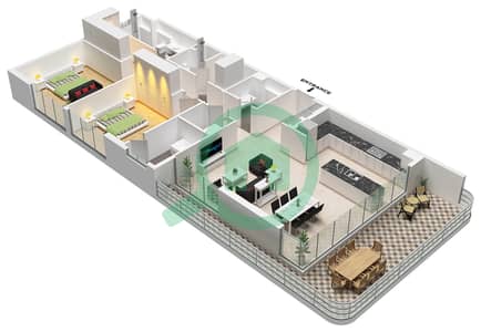 Bay Grove Residences Building 2 - Plano de planta de 2 habitaciones Apartamento Tipo/unidad D / UNIT 5,6 FLOOR 2-13 Bay Grove Residences Building 2 - Plano de planta de 2 habitaciones Apartamento Tipo/unidad D / UNIT 5,6 FLOOR 2-13