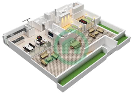 Bay Grove Residences Building 2 - Plano de planta de 2 habitaciones Apartamento Tipo/unidad M / UNIT 1,2 FLOOR GROUND Bay Grove Residences Building 2 - Plano de planta de 2 habitaciones Apartamento Tipo/unidad M / UNIT 1,2 FLOOR GROUND