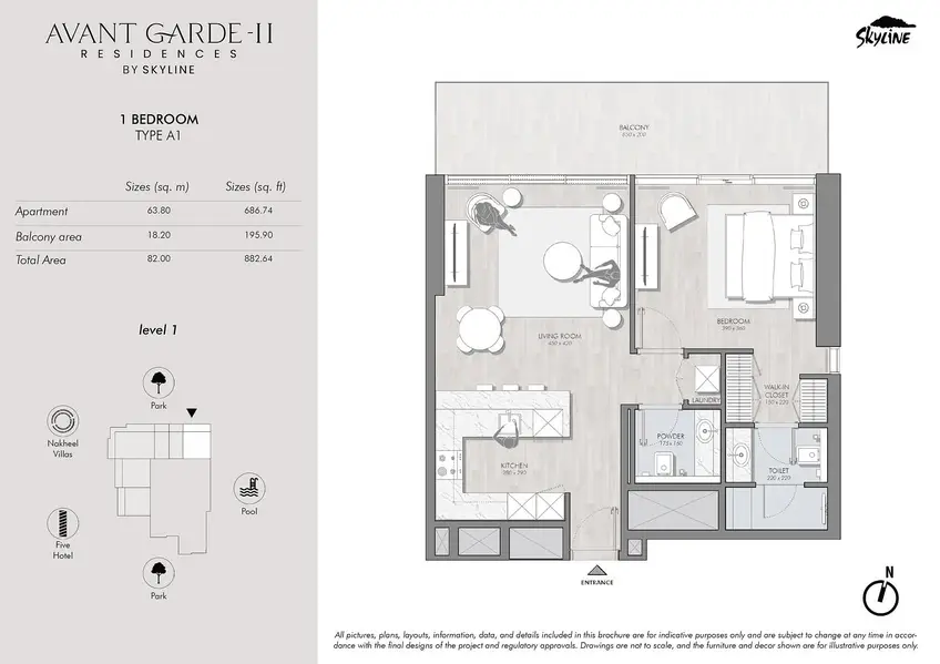 1 BR floor plan