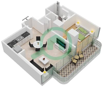 Azizi Wares - 1 Bedroom Apartment Type/unit 8A / UNIT 44 FLOOR 2-7 Floor plan
