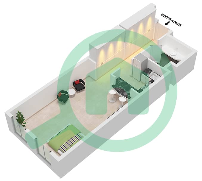 Building 47 - Studio Apartment Type A Floor plan interactive3D