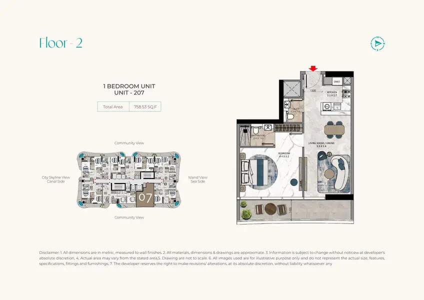 1 BR floor plan