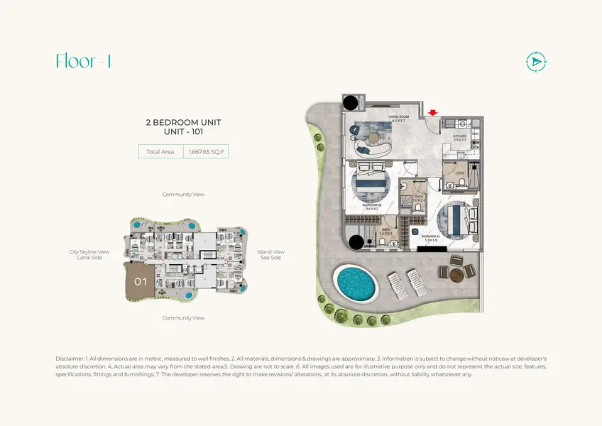 2 BR floor plan