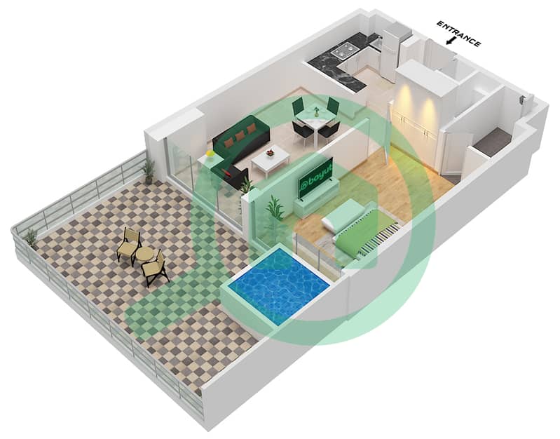 Samana Boulevard Heights - 1 Bedroom Apartment Type/unit 2 / UNIT 07 FLOOR 1 Floor plan interactive3D