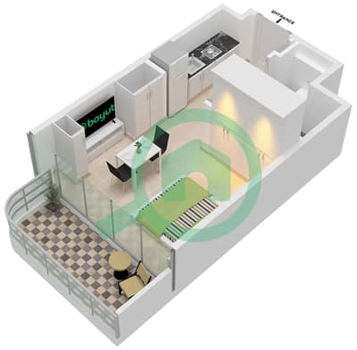 Azizi Wares - Studio Apartment Type/unit 2F / UNIT 21 FLOOR 2-7 Floor plan