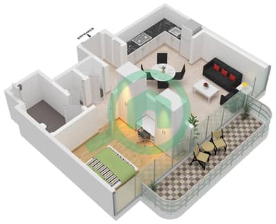 Azizi Wares - 1 Bedroom Apartment Type/unit 2A / UNIT 15 FLOOR 2-7 Floor plan