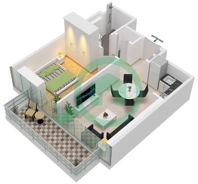 Azizi Wares - 1 Bedroom Apartment Type/unit 6A / UNIT 34 FLOOR 2-7 Floor plan