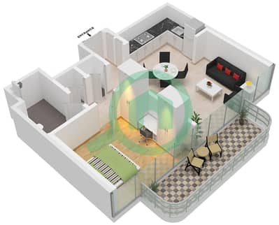 Azizi Wares - 1 Bedroom Apartment Type/unit 9A / UNIT 45 FLOOR 2-7 Floor plan