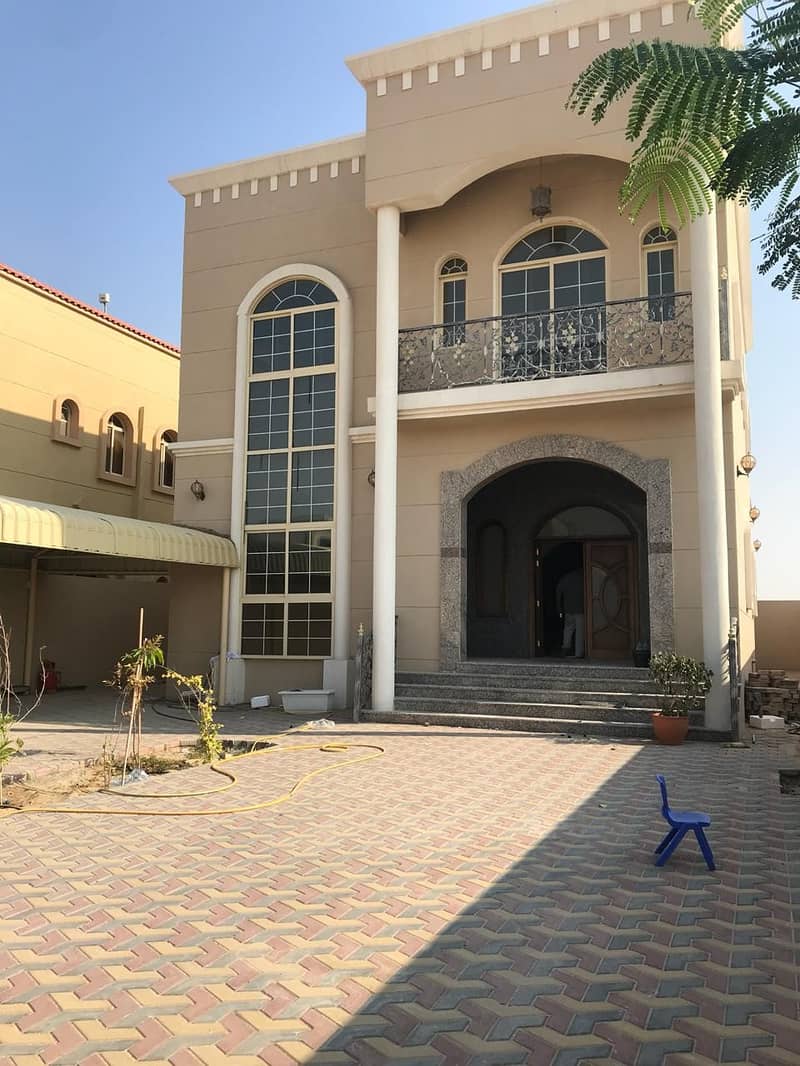 Villa for rent in Ajman, Al Mowaihat area, super lux finishing with air conditioners, very quiet area, very large areas #