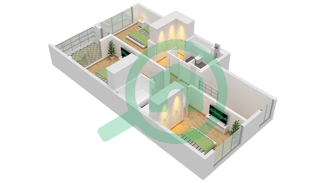 Floor First Velora - Planimetria del piano di 3 Camere Villetta a schiera Tipo/unità OAKLEY / UNIT TH02 Floor First interactive3D