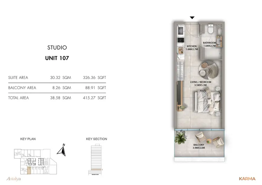 0 BR floor plan