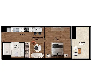 0 BR floor plan