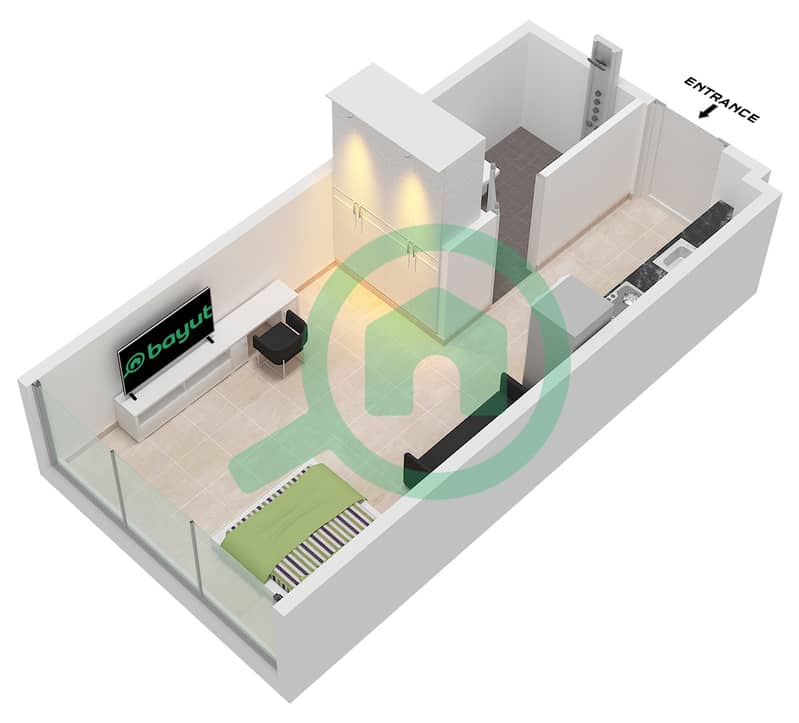 Celesto Tower - Grundriss für Studio Wohnung Typ A interactive3D