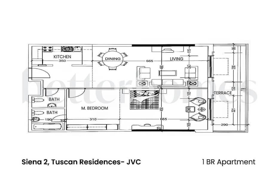 12 Siena 2 Tuscan Residences Jumeirah Village Circle Floorplan 1 Br 2