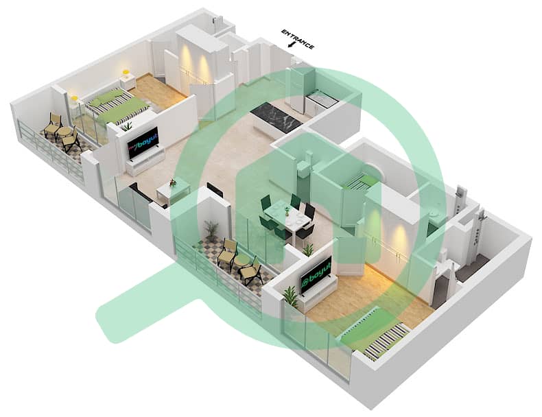 Crest Grande - 2 Bedroom Apartment Unit 2 FLOOR 1-5 Floor plan interactive3D