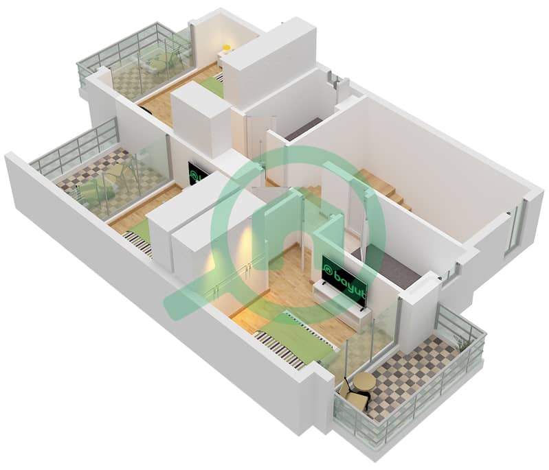 Orania - 4 Bedroom Townhouse Type/unit BOLD-B / UNIT 6-PLEX Floor plan Floor First interactive3D