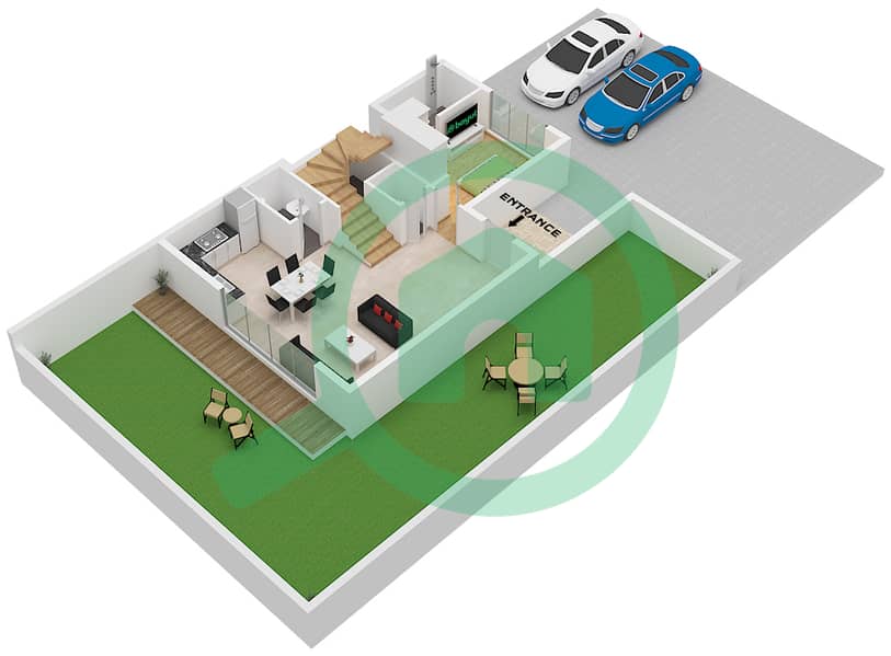 R. Hills - 5 Bedroom Townhouse Type B Floor plan Floor Ground interactive3D