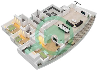 المخططات الطابقية لتصميم النموذج A شقة 3 غرف نوم - الند