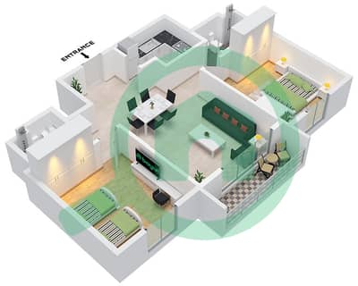 Al Rawda 3 - Plano de planta de 2 habitaciones Apartamento Tipo A
