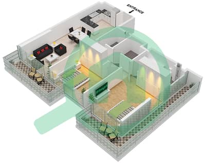 Bloom Tower A - Grundriss für 2 Schlafzimmer Wohnung Typ/Einheit A / UNIT 5 FLOOR 39