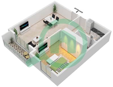 Al Taawun - Planimetria del piano di 1 Camera Appartamento Tipo A Al Taawun - Planimetria del piano di 1 Camera Appartamento Tipo A