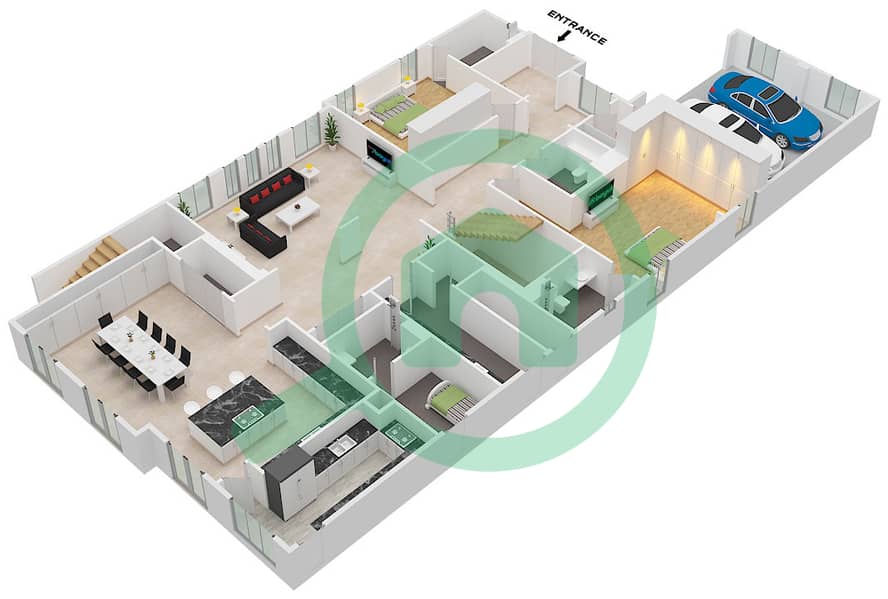 Ground Floor Sienna Lakes - 6 Bedroom Villa Type A Floor plan Ground Floor interactive3D