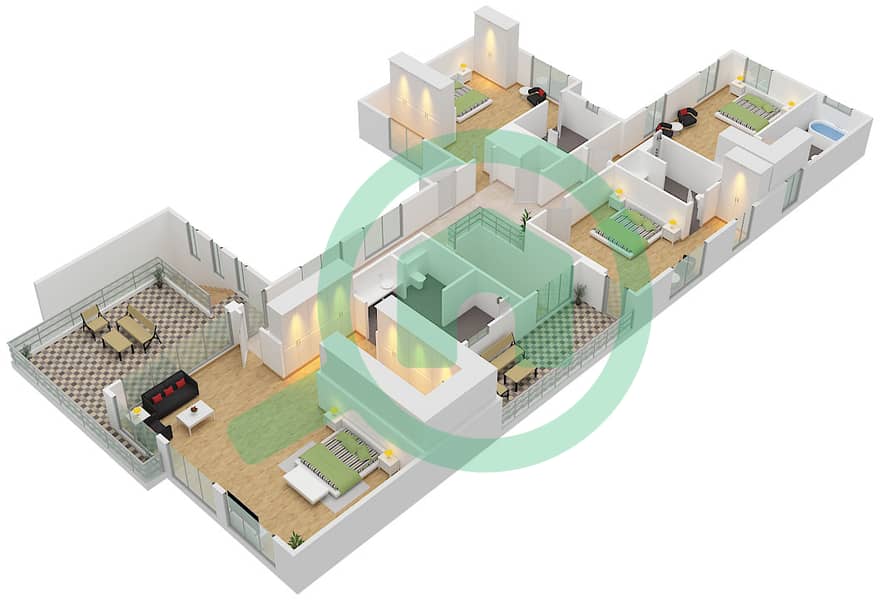 First Floor Sienna Lakes - 6 Bedroom Villa Type A Floor plan First Floor interactive3D