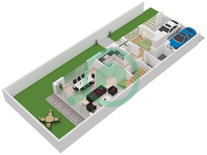 Portofino - 5 Bedroom Townhouse Type BL-5-E Floor plan Floor Ground interactive3D
