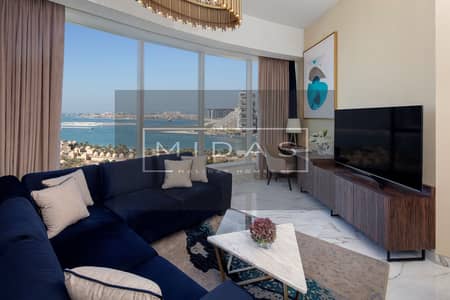 شقة فندقية 2 غرفة نوم للايجار في مدينة دبي للإعلام، دبي - Seaview 2 Bedroom Apartment_Living Room. jpg
