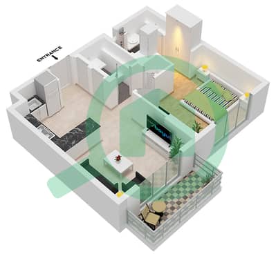 Rosewell - Planimetria del piano di 1 Camera Appartamento Tipo A