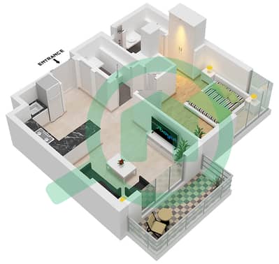 Rosewell - Planimetria del piano di 1 Camera Appartamento Tipo B
