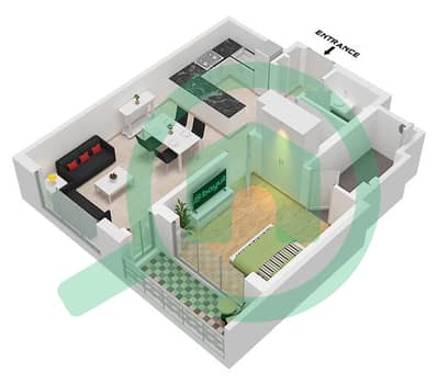 Sobha One Tower E - Plano de planta de 1 habitación Apartamento Tipo/unidad A VARIANT 4 / UNIT 3,5 Sobha One Tower E - Plano de planta de 1 habitación Apartamento Tipo/unidad A VARIANT 4 / UNIT 3,5