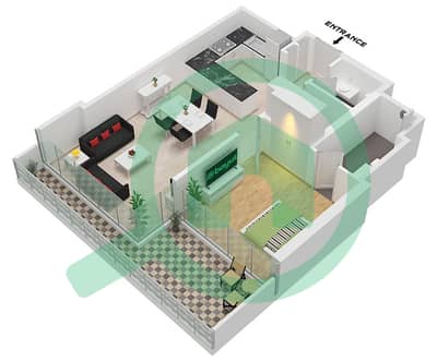 Sobha One Tower E - Plano de planta de 1 habitación Apartamento Tipo/unidad B VARIANT 4 / UNIT 3,5 Sobha One Tower E - Plano de planta de 1 habitación Apartamento Tipo/unidad B VARIANT 4 / UNIT 3,5