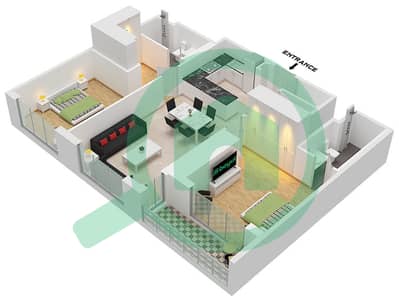 Sobha One Tower E - Plano de planta de 2 habitaciones Apartamento Tipo/unidad A VARIANT 2 / UNIT 10 Sobha One Tower E - Plano de planta de 2 habitaciones Apartamento Tipo/unidad A VARIANT 2 / UNIT 10