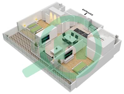 Sobha One Tower E - Plano de planta de 2 habitaciones Apartamento Tipo/unidad G VARIANT3/UNIT 9 FLOOR12 Sobha One Tower E - Plano de planta de 2 habitaciones Apartamento Tipo/unidad G VARIANT3/UNIT 9 FLOOR12