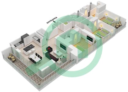 Sobha One Tower E - Plano de planta de 3 habitaciones Apartamento Tipo/unidad A/UNIT 7 FLOOR 8-11,20-23 Sobha One Tower E - Plano de planta de 3 habitaciones Apartamento Tipo/unidad A/UNIT 7 FLOOR 8-11,20-23