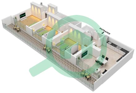 The Community Sports Arena - 3 Slaapkamers Appartement Type 1 Plattegrond