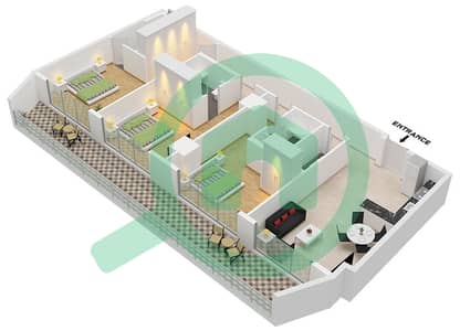 The Community Sports Arena - 3 Slaapkamers Appartement Type 3 Plattegrond