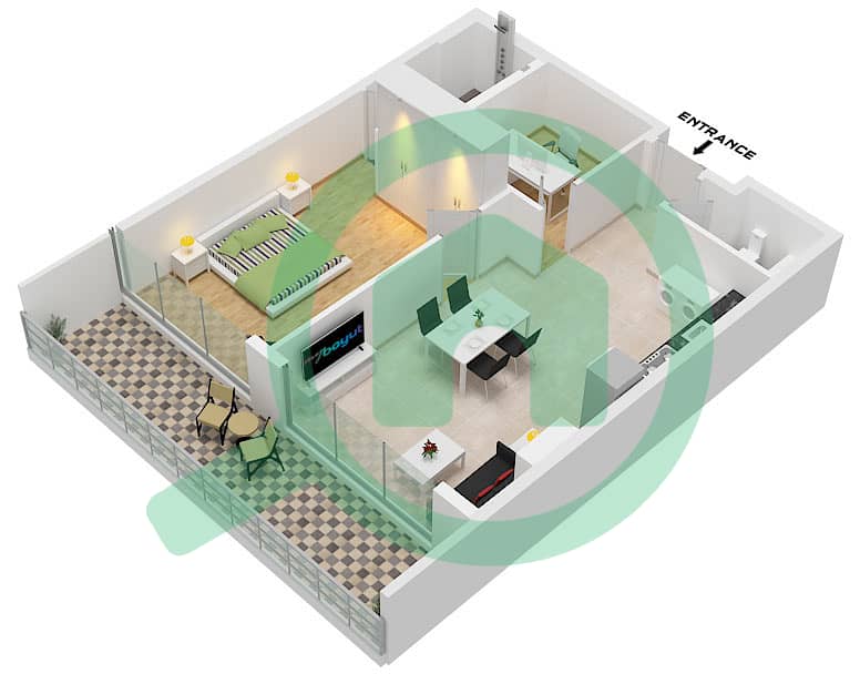 The Community Sports Arena - 1 Slaapkamer Appartement Type 1 (1) Plattegrond Type 1 interactive3D