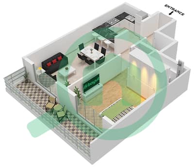 Mas Tower - Planimetria del piano di 1 Camera Appartamento Tipo/unità B / UNIT 05