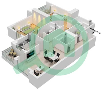 Mas Tower - Planimetria del piano di 2 Camere Appartamento Tipo/unità A / UNIT 03