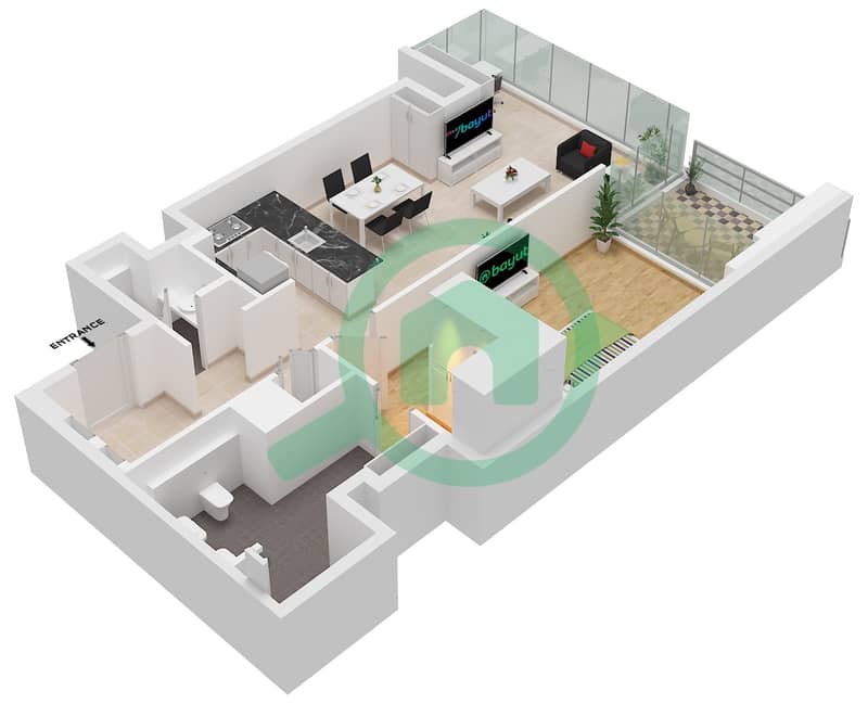 Palm Beach Tower 2 - 1 Bedroom Apartment Unit 7 FLOOR 15 Floor plan interactive3D