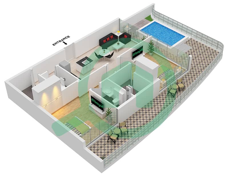 10 Oxford - 2 Bedroom Apartment Unit 6 FLOOR 4-5 Floor plan interactive3D