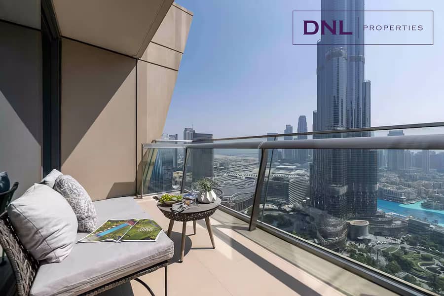 Balcony | Burj Khalifa View | Furnished | Vacant Balcony | Burj Khalifa View | Furnished | Vacant