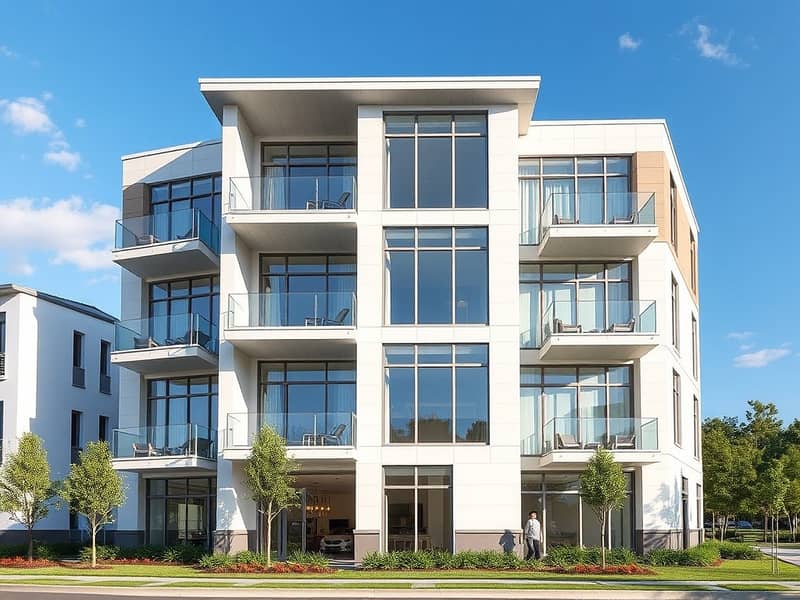 A_brand_new_six_story_building_featuring_a_modern_architectural_design. _The_facade_has_large_glass_windows_and_a_mix_of_light_colored_materials_creating_a_sleek_and_inviting_appearance. _Each_floor_is_designed_with_sp. jpeg A_brand_new_six_story_building_featuring_a_modern_architectural_design. _The_facade_has_large_glass_windows_and_a_mix_of_light_colored_materials_creating_a_sleek_and_inviting_appearance. _Each_floor_is_designed_with_sp. jpeg